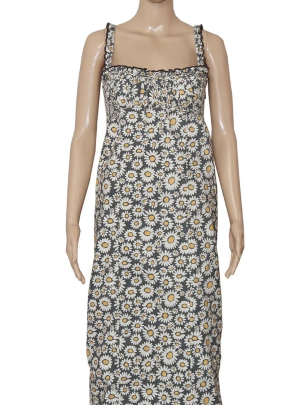 Free People Lucinda Midi Dress Floral Printed Lace Up Pleated Ruffle S